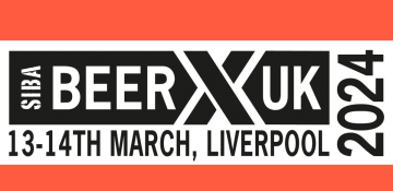 Image shows poster with wording BeerX UK 2024, held in Liverpool. Using colours orange, white and black